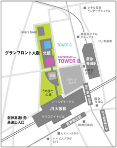 グランフロント大阪北館タワーB 会場付近 広域図