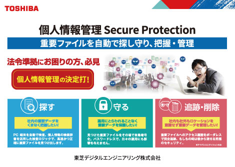 重要ファイルを自動で探し守り、把握・管理 個人情報管理ソリューション「Secure Protection」展示パネル